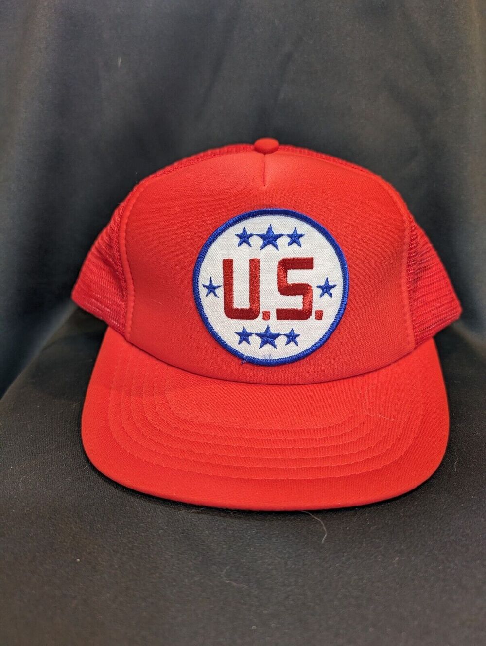 U.S. Patch Trucker Hat Mesh Snapback Baseball Cap Red One Size Fits All